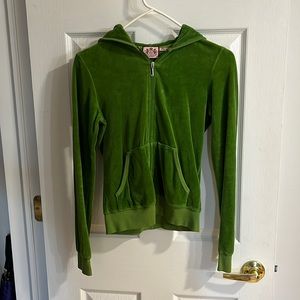 Juicy Couture Velour Zipped Hoodie in Green, Size Medium